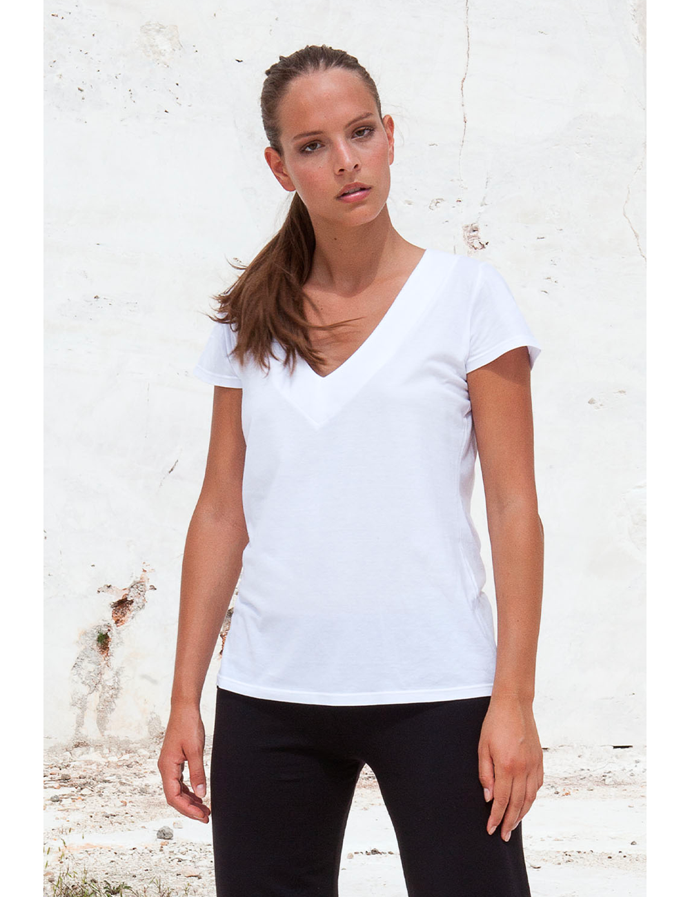 T-Shirt V-Neck Short Sleeves - Mercerized Egyptian Cotton